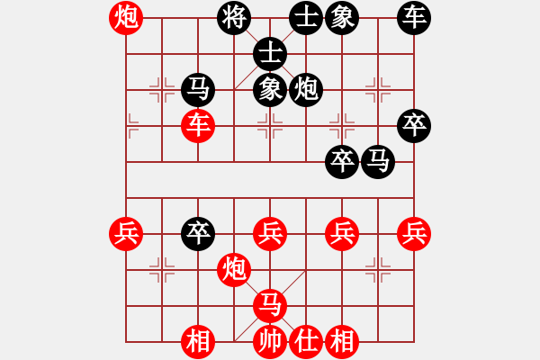 象棋棋譜圖片：五八炮進(jìn)七兵對(duì)反宮馬黑士角炮攻擊紅馬（旋風(fēng)V7.0先勝巫師專業(yè)級(jí)） - 步數(shù)：40 