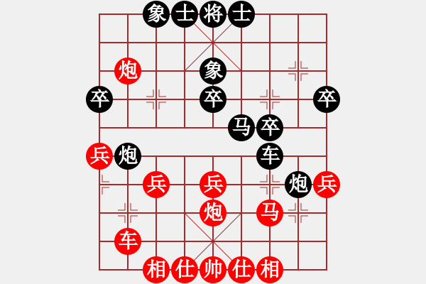 象棋棋譜圖片：新疆隊(duì) 王行梁 負(fù) 江蘇隊(duì) 徐超---五七炮對(duì)屏風(fēng)馬進(jìn)７卒 紅左直車對(duì)黑右直車左炮過(guò)河 - 步數(shù)：40 