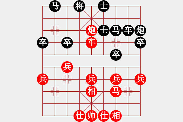 象棋棋譜圖片：牡丹亭牛(無極)-勝-緣份戰(zhàn)神六(風魔)中炮過河車七路馬盤河對屏風馬車8進5再進3 - 步數(shù)：40 