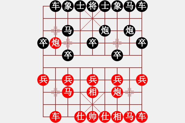 象棋棋谱图片：20101111 2225 棋门客栈苹果[906666121] - 新手学棋莲花[609092485 - 步数：10 