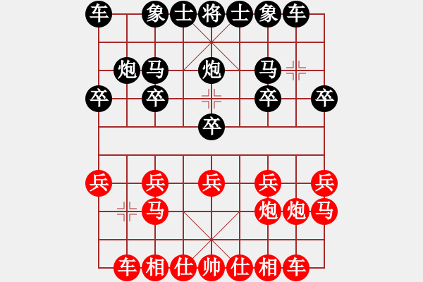 象棋棋譜圖片：盜用賬戶[紅] -VS- 紅旗象棋[黑]（金鉤炮對(duì)中炮） - 步數(shù)：10 