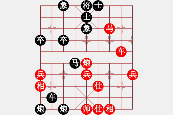 象棋棋譜圖片：順炮橫車應(yīng)直車黑35炮（旋風(fēng)勝巫師業(yè)余級） - 步數(shù)：52 