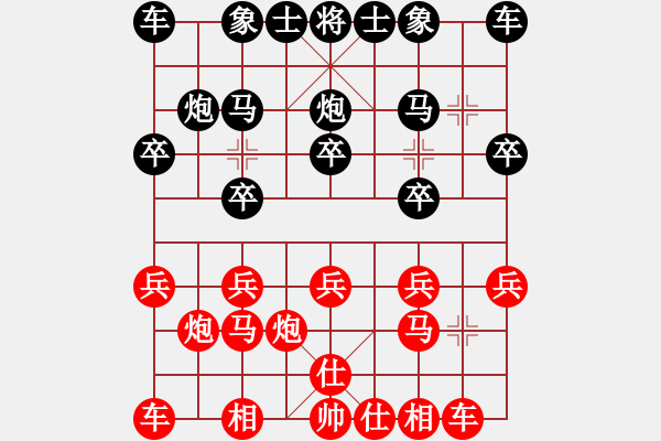 象棋棋譜圖片：佳佳測試機(jī)(4段)-和-小棋魔(月將) 過宮炮直車對(duì)左中炮 - 步數(shù)：10 