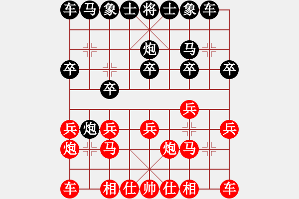 象棋棋譜圖片：士角炮對左中炮（易鐵剛先勝譚定宇）0001.pgn - 步數(shù)：10 