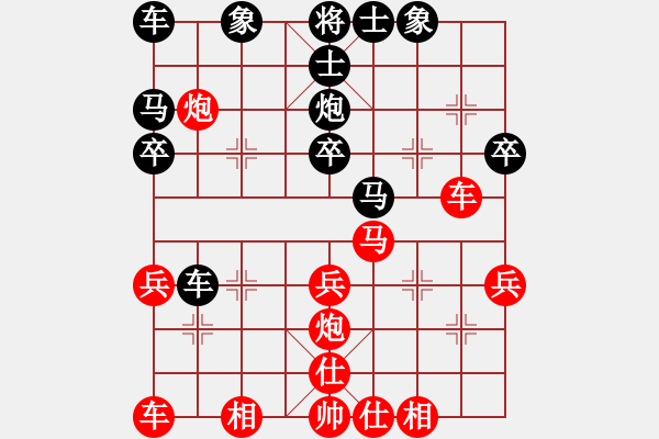 象棋棋譜圖片：順炮直車(chē)對(duì)進(jìn)7卒緩開(kāi)車(chē)01 - 步數(shù)：30 