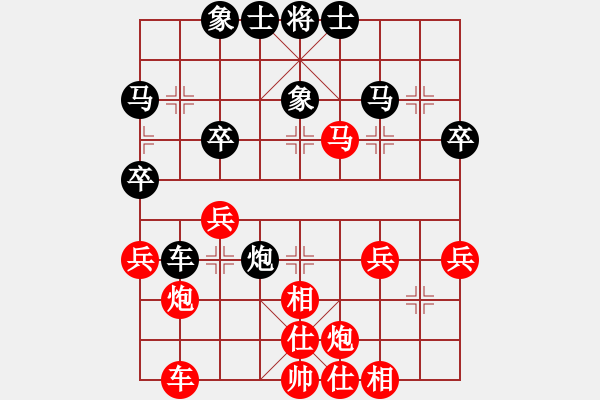 象棋棋譜圖片：▄︻┻═┳ 一[403149538] -VS- 車水馬龍[987884610] - 步數(shù)：40 