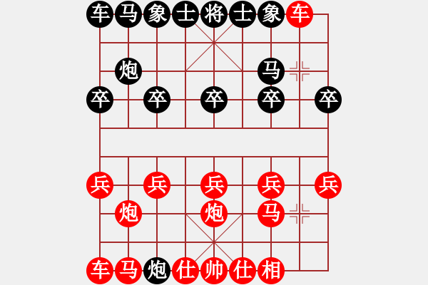 象棋棋譜圖片：中炮對(duì)巡河炮至卒1進(jìn)1對(duì)攻黑勝 - 步數(shù)：10 