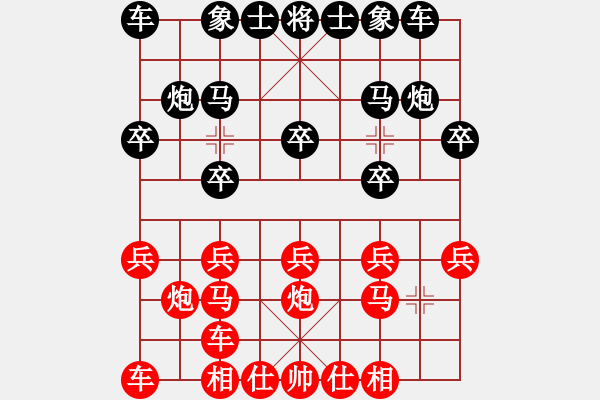 象棋棋譜圖片：先上馬緩開車黑卒3進(jìn)1紅橫車變例如紅用馬后藏車之后演變 - 步數(shù)：10 