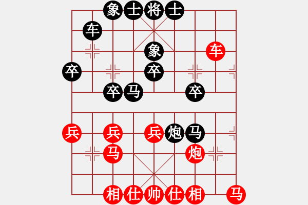 象棋棋譜圖片： 奔騰の芯[342544522](業(yè)余五級(jí)) 負(fù) 黃繼光堵機(jī)槍[-](業(yè)余五級(jí)) - 步數(shù)：30 