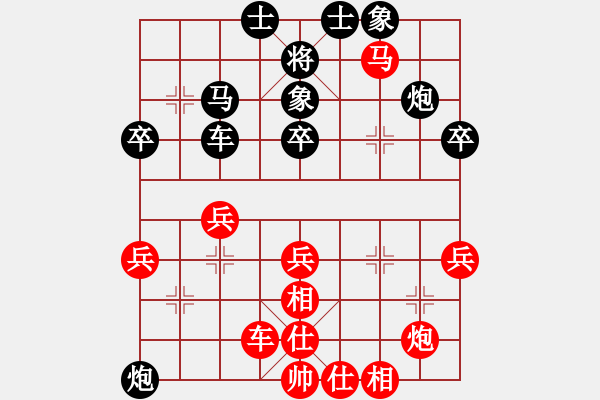 象棋棋譜圖片：中炮巡河炮對(duì)屏風(fēng)馬 紅緩開車 黑其他著法 - 步數(shù)：40 