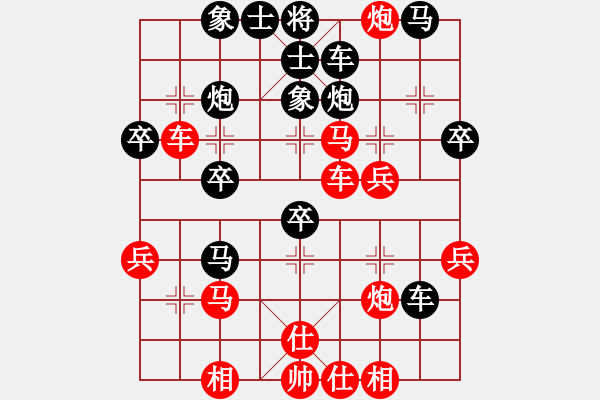 象棋棋譜圖片：五八3.右橫。馬三進四。車九進一。炮八平三。馬四進六。兵五進一。馬六進四。車九平八 - 步數(shù)：40 