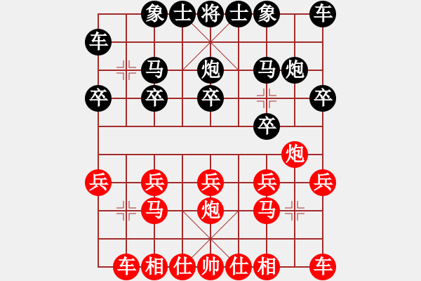 象棋棋譜圖片：eaglechen(6段)-負-金戈瑪(8段) 順炮直車對橫車 - 步數(shù)：10 