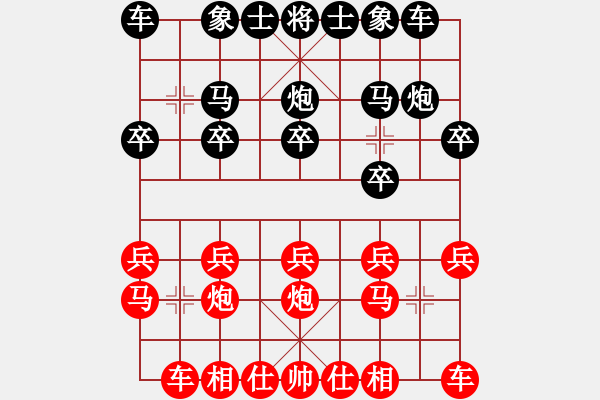 象棋棋譜圖片：五七馬八進九黑炮2平5-負-老胡(3段) - 步數：10 