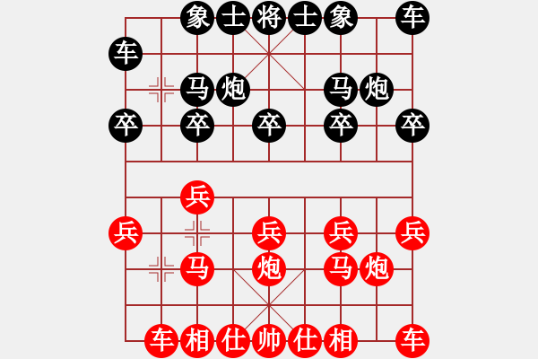 象棋棋譜圖片：中炮直車進3兵對順炮橫車 - 步數(shù)：10 