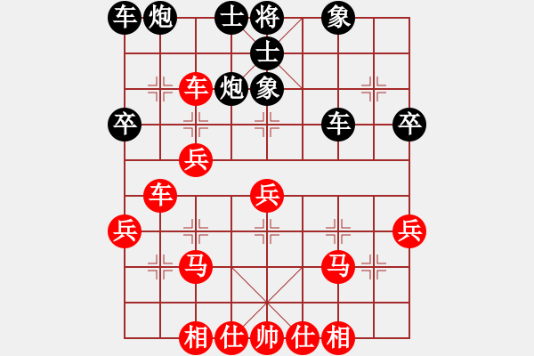 象棋棋譜圖片：五六炮進(jìn)七兵對(duì)屏風(fēng)馬（紅勝） - 步數(shù)：40 