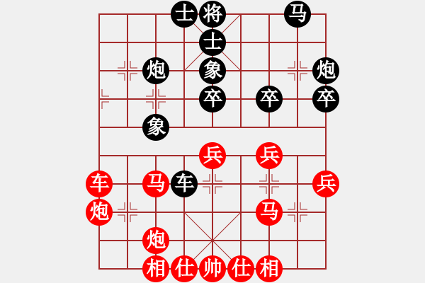 象棋棋譜圖片：五七炮三兵VS屏風(fēng)馬3卒（7黑馬2進(jìn)1；8炮七退一車1進(jìn)3） - 步數(shù)：40 