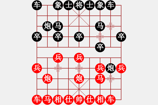 象棋棋譜圖片：JDN中炮進(jìn)七兵沖五兵平左肋對屏風(fēng)馬左炮封車右士象 - 步數(shù)：10 