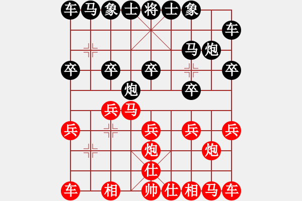 象棋棋譜圖片：朔中第二高手[紅先負] -VS- 池中清水[黑] 中炮對反宮馬后補左馬 - 步數(shù)：10 