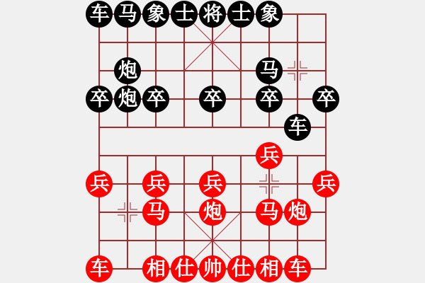 象棋棋譜圖片：左疊炮杰作：qfyy911[紅] -VS- 棋苑大怪[黑] - 步數(shù)：10 