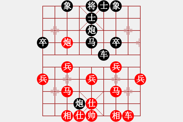 象棋棋譜圖片：一線(xiàn)之間[2633993492] -VS- 1[953545284]順炮直車(chē)對(duì)緩開(kāi)車(chē) 紅左炮封車(chē)對(duì)四 - 步數(shù)：30 