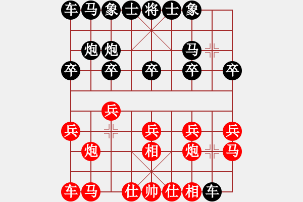 象棋棋谱图片：第一轮32台 上海朱亮先和安徽张志明 - 步数：10 