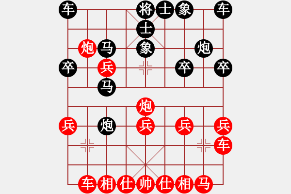 象棋棋譜圖片：笑笑[156290259] -VS- 四面楚哥[804109633] - 步數(shù)：20 