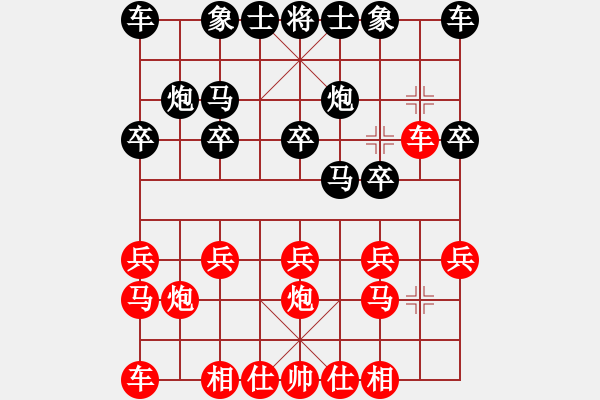 象棋棋譜圖片：下棋會友(2段)-負-吃魚魚(6段)中炮過河車對反宮馬 - 步數：10 