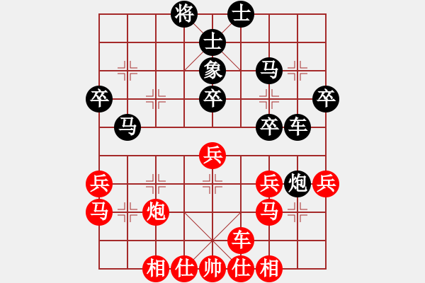 象棋棋譜圖片：中炮巡河車(chē)對(duì)屏風(fēng)馬（紅勝） - 步數(shù)：40 