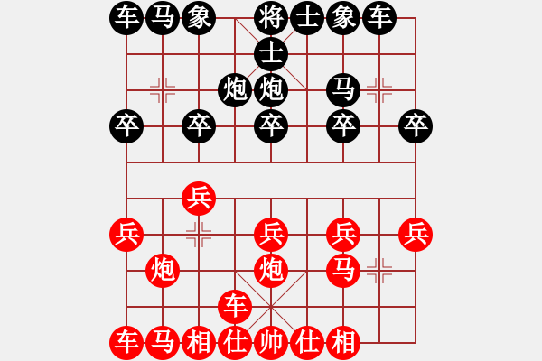 象棋棋譜圖片：A先手順炮橫車破直車中局妙得子19回合 - 步數(shù)：10 