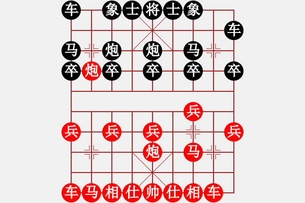 象棋棋谱图片：棋正(1段)-负-逍遥梦醒(1段) - 步数：10 