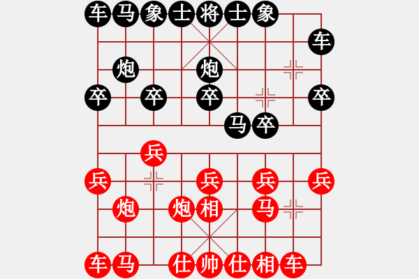 象棋棋譜圖片：過宮炮對黑7路卒左中炮（旋風V7.0拆棋）和棋 - 步數(shù)：10 