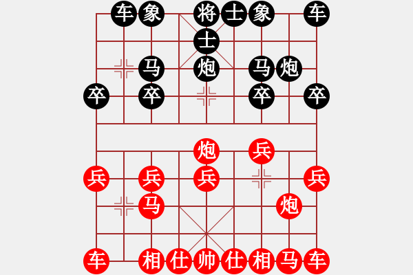 象棋棋譜圖片：安師范朱宗各[紅] -VS- 桂師范黃德才[黑]（黑先勝）順炮緩開車局 - 步數(shù)：10 