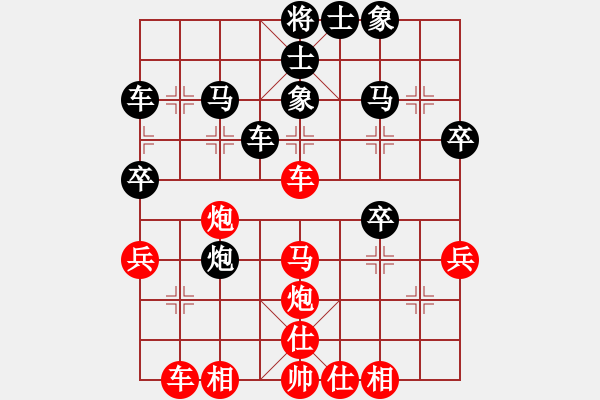 象棋棋谱图片：Thuan Phao Truc Xe M8.9 . Hau C7.1 - 步数：40 