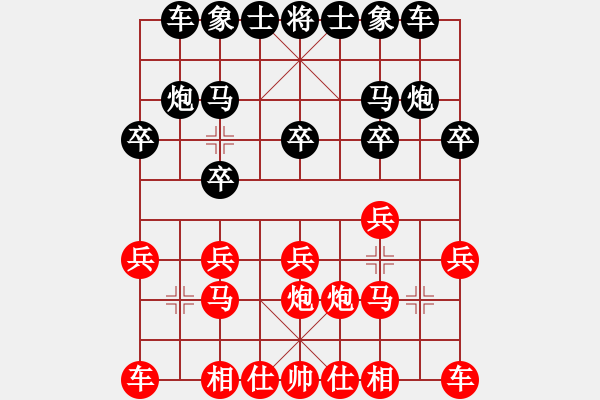 象棋棋譜圖片：起馬應(yīng)仕角炮紅中炮（平穩(wěn)） - 步數(shù)：10 