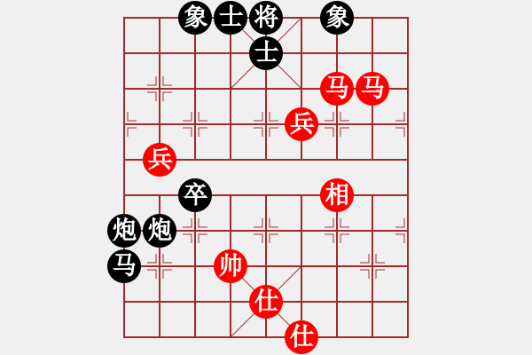 象棋棋譜圖片：進(jìn)馬互進(jìn)七兵[紅屏風(fēng)馬橫車對黑車平象位]紅盤河馬 &實戰(zhàn)WZy003x - 步數(shù)：100 