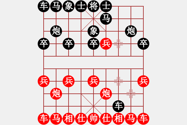 象棋棋譜圖片：預(yù)覽棋盤，瞎眼狗著法，先手?jǐn)傋拥淖兓?- 步數(shù)：10 