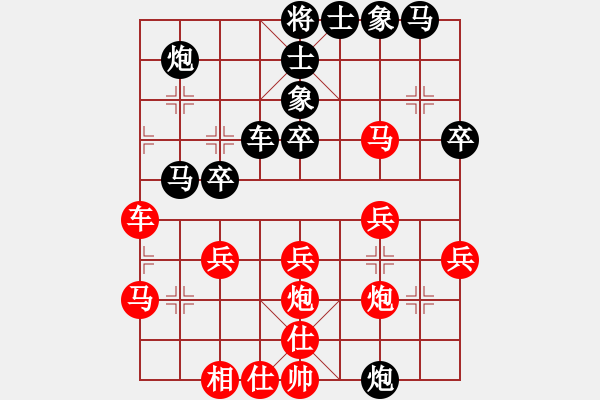 象棋棋譜圖片：中炮三兵對(duì)屏風(fēng)馬卒林車(chē)分析 - 步數(shù)：35 