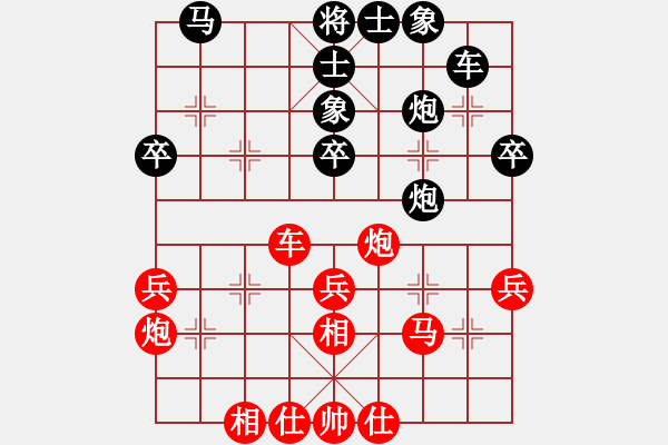 象棋棋譜圖片：阿梓(月將)-和-沉入海心(月將) - 步數(shù)：40 