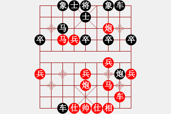 象棋棋譜圖片：后補(bǔ)列炮紅換雙變例 - 步數(shù)：30 