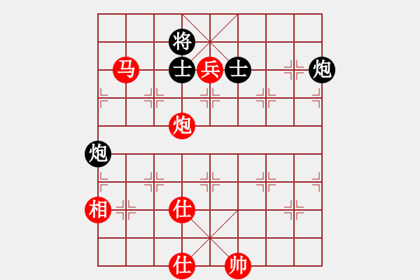 象棋棋譜圖片：第4節(jié) 馬炮兵類共 （8局）第4局馬炮兵單缺相例勝雙炮雙士（一） - 步數(shù)：19 