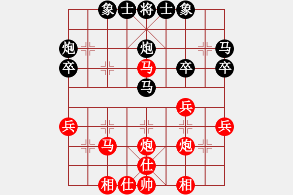 象棋棋譜圖片：無夕棋王(日帥)-和-魔鬼轉世(月將)中炮對左三步虎 - 步數(shù)：34 