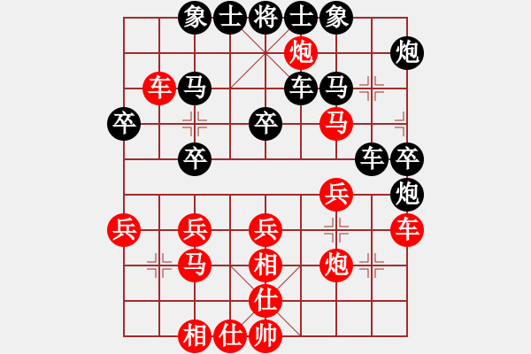 象棋棋譜圖片：第三軍軍座(2段)-負(fù)-聯(lián)盟戰(zhàn)士(5段)中炮七路馬對屏風(fēng)馬 紅進(jìn)中兵對黑雙炮過河 - 步數(shù)：30 