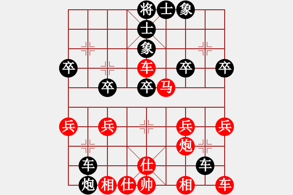 象棋棋譜圖片：天龍【紅】VS櫻花【黑】中炮橫車對(duì)屏風(fēng)馬 - 步數(shù)：30 