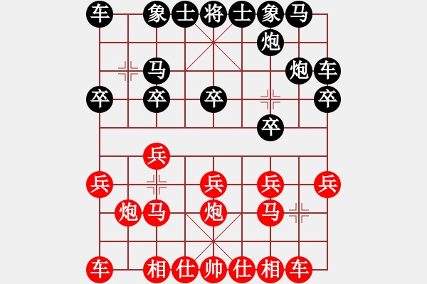 象棋棋譜圖片：鴛鴦炮完勝左右：送卒串打得馬抽車 雙車逼兌得炮掃光 - 步數(shù)：10 