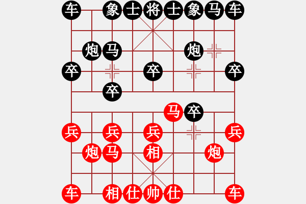 象棋棋谱图片：俺是个粗人红负葬心【起马互进七兵局】 - 步数：10 