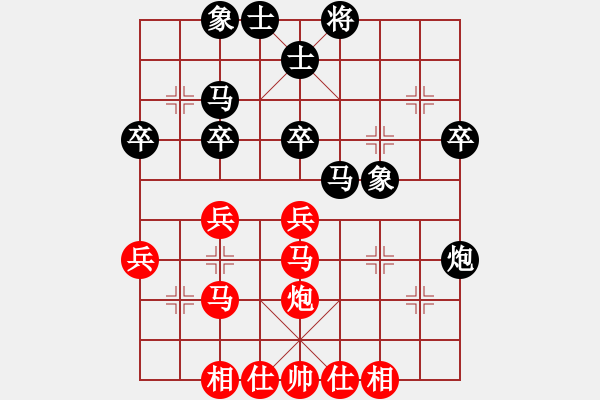 象棋棋譜圖片：屏風(fēng)馬應(yīng)五六炮進七兵過河車（旋風(fēng)14層后勝巫師大師級） - 步數(shù)：40 