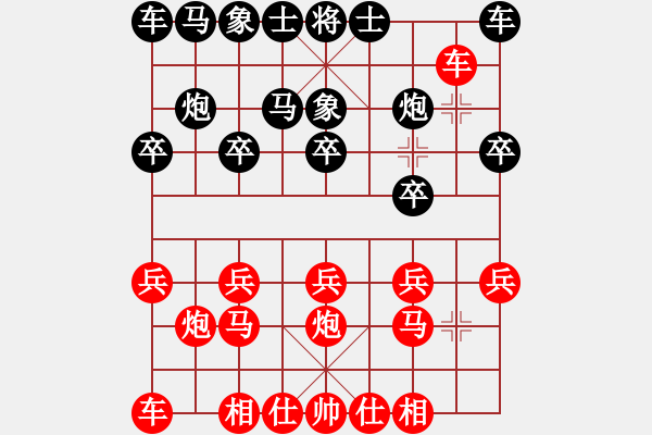 象棋棋譜圖片：起馬補(bǔ)中炮對(duì)飛象 大破穿宮馬 云霄【紅】勝 老三 - 步數(shù)：10 