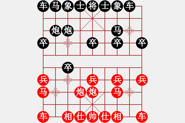 象棋棋谱图片：男子组 1-28 广东 李洪州 红先负 安徽 李安丰 - 步数：10 