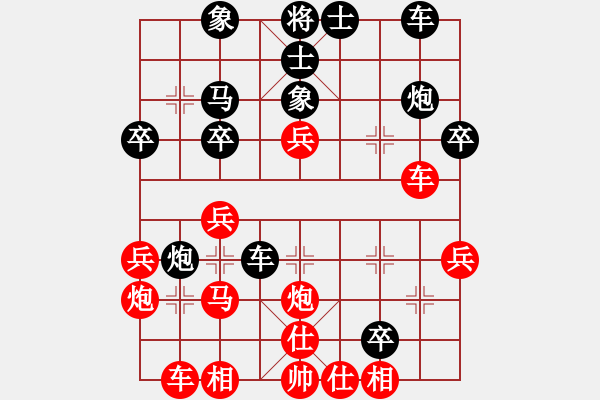 象棋棋譜圖片：一分鐘棋軟(日帥)-和-飛刀之王(天帝) - 步數(shù)：30 