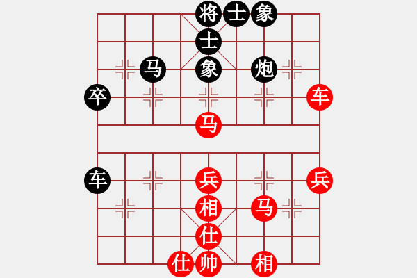 象棋棋譜圖片：C86先3 中炮巡河炮對屏風(fēng)馬- 紅左馬盤河右橫車對黑左馬外盤河-解拆 - 步數(shù)：50 